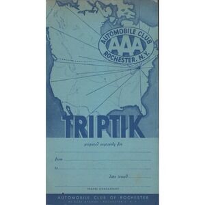 Vintage AAA Triptik Rochester NY to Cleveland OH Travel Map Guide Folder VG